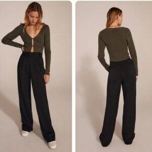 NEW Favorite Daughter the Favorite Pleated Wide Leg Pant in Black size 12